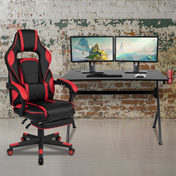 Flash Furniture Black Gaming Desk-Cup Holder/Reclining Chair Set BLN-X40D1904-RD-GG - main